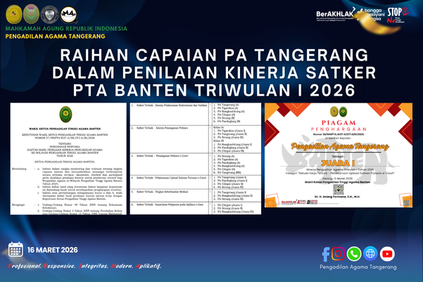 PA Tangerang Raih Beragam Capaian dalam Penilaian Kinerja Satker PTA Banten Triwulan I 2026